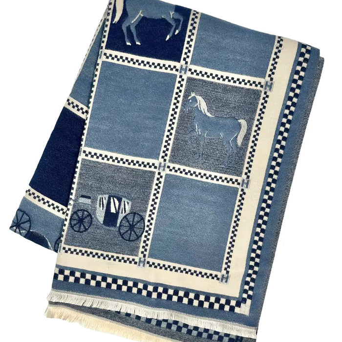 Oaks Day Equestrian Scarf - Navy