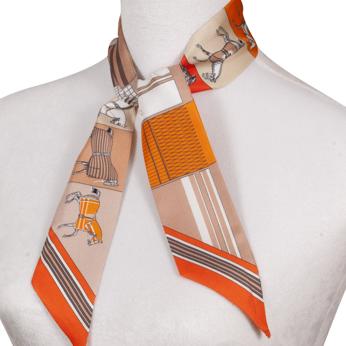 Horse Parade Silk Twilly - Orange & Brown