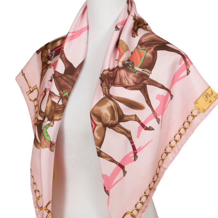 Post Parade Horse Racing Silk Scarf by Julie Wear - Pink