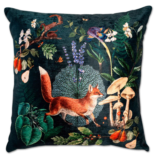 Florishing Forest Red Fox Velvet Pillow