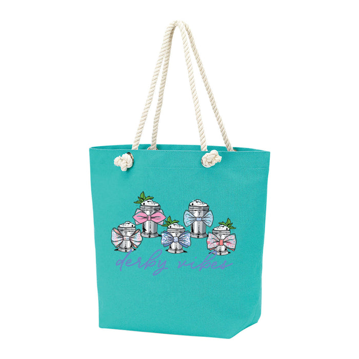 Derby Vibes Mint Julep Mint Cotton Tote