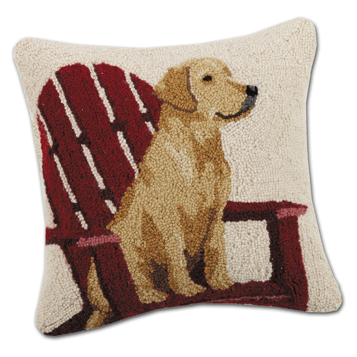 Adirondack Yellow Lab Hooked Dog Pillow