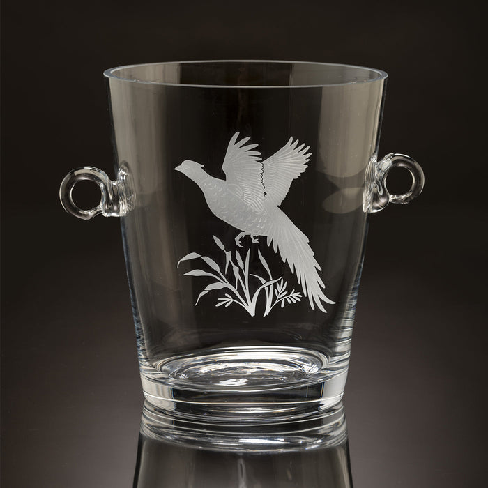 Pheasant Etched Crystal Ice Bucket by Julie Wear