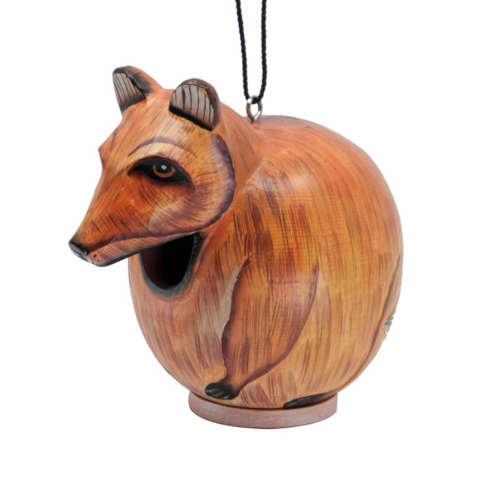 Fox Hand-Carved Garden Birdhouse