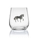 Trotting Horse Stemless Wine Glass  - Glass & Pewter