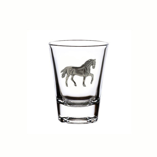 Trotting Horse Shot Glass -Glass & Pewter
