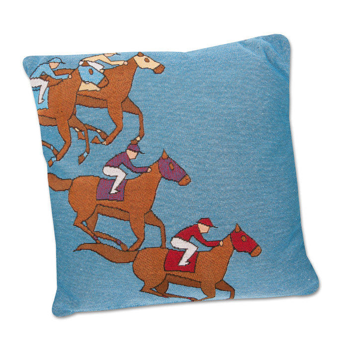 Finish Line Horseracing Pillow - Blue