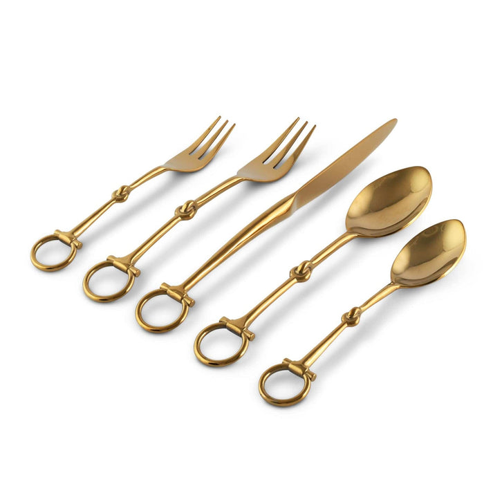 Equestrian Bit Flatware 5 Piece Setting - Shiny Gold