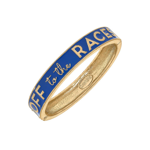 Off To The Races Enamel Hinged Bangle - Colbalt Blue