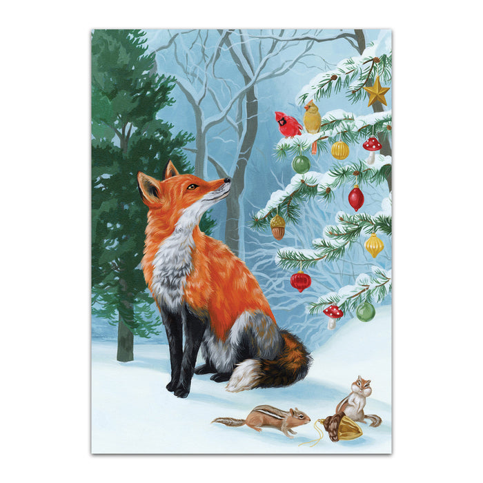 Forest Fox Christmas Tree Cards - Box of 8