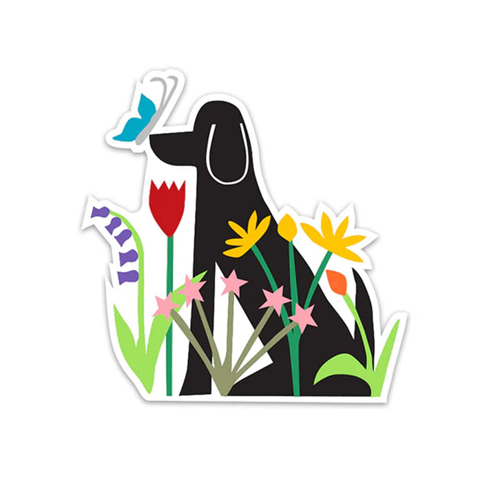 Dog in Garden Sticker by R. Nichols
