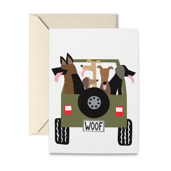 Jeep Dogs Greeting Card by R. Nichol