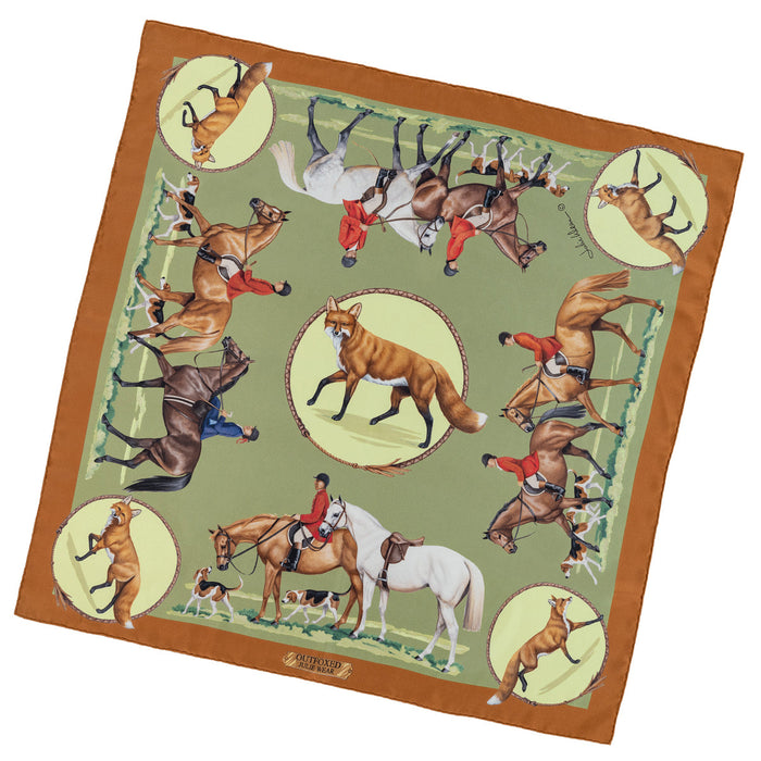 Outfoxed Equestrian Silk Scarf by Julie Wear - Green