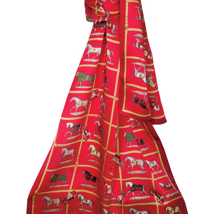 Equestrian Affair Silk Scarf - Red