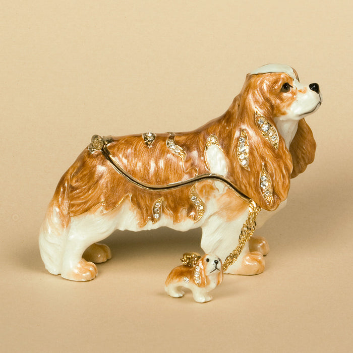 Blenheim Cavalier King Charles Spaniel Figurine Box