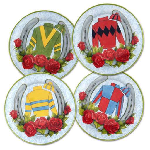 Jockey & Juleps Horse Racing Canape Plates - Ceramic Set of 4