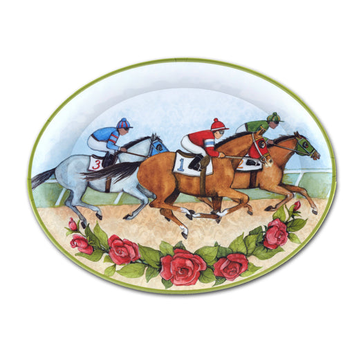 Jockey & Juleps Horse Racing Oval Platter - Melamine