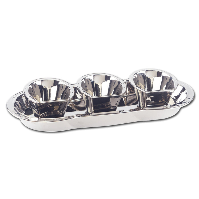 Horseshoe Dipping Bowls with Tray - Silver Titanium Finish