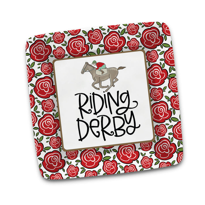 Riding Kentucky Derby Square Plate - Ceramic