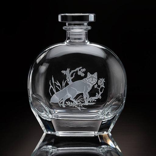 Forest Fox Etched Crystal Decanter