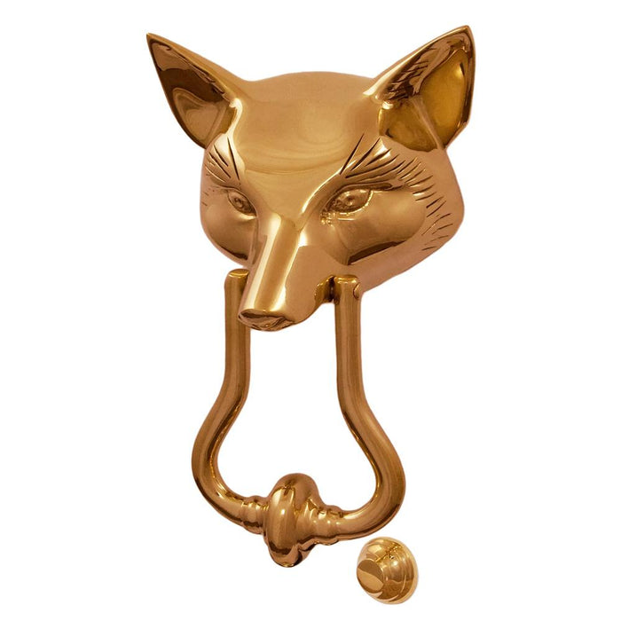 Fox Mask Door Knocker - Brass
