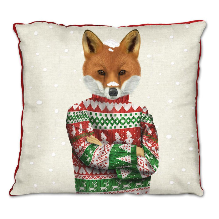 Christmas Sweater Fox Pillow