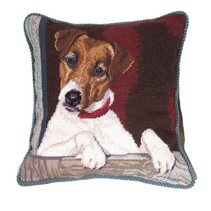 Jack Russell Needlepoint Dog Pillow