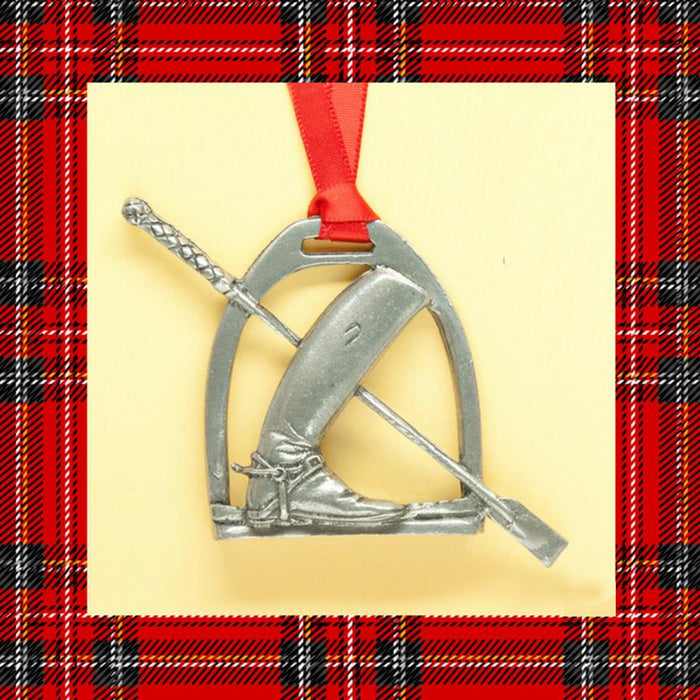 Let's Ride Stirrup & Boot Pewter Ornament
