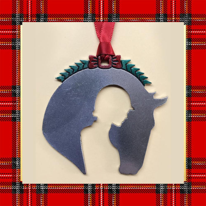 Equestrian Rider Silhouette Pewter Ornament