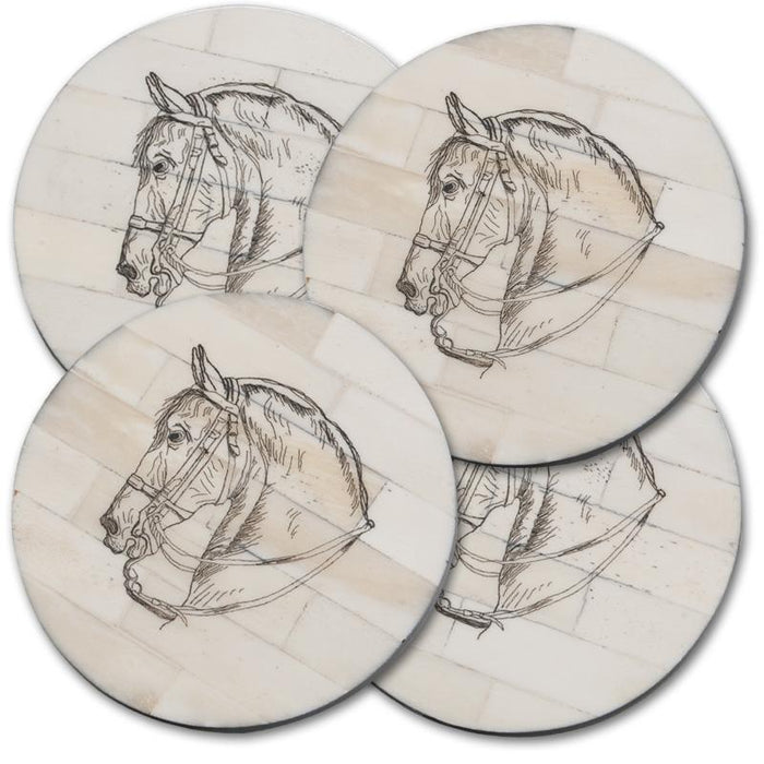 Bridled Horse Scrimshaw Coasters (set of four)