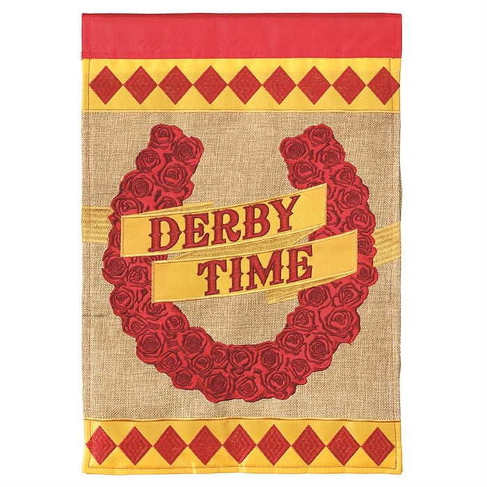 Red Roses Horseshoe Derby Flag - Large