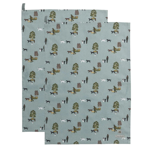 Woodland Dog Walks Cotton Tea Towels - Set of 2 by Sophie Allport