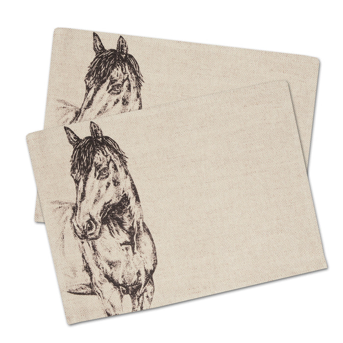 Horse Portrait Scottish Linen Placemats - Set of 2