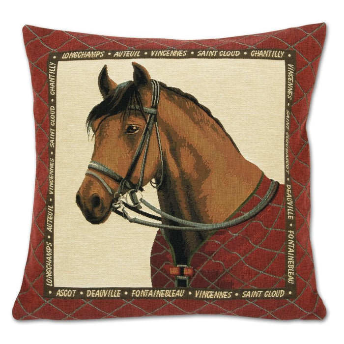Bridled Bay Horse Tapestry Pillow