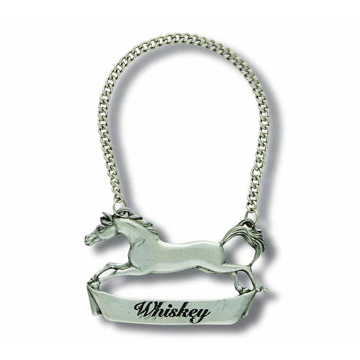 Running Horse Pewter Bottle Tag - Whiskey