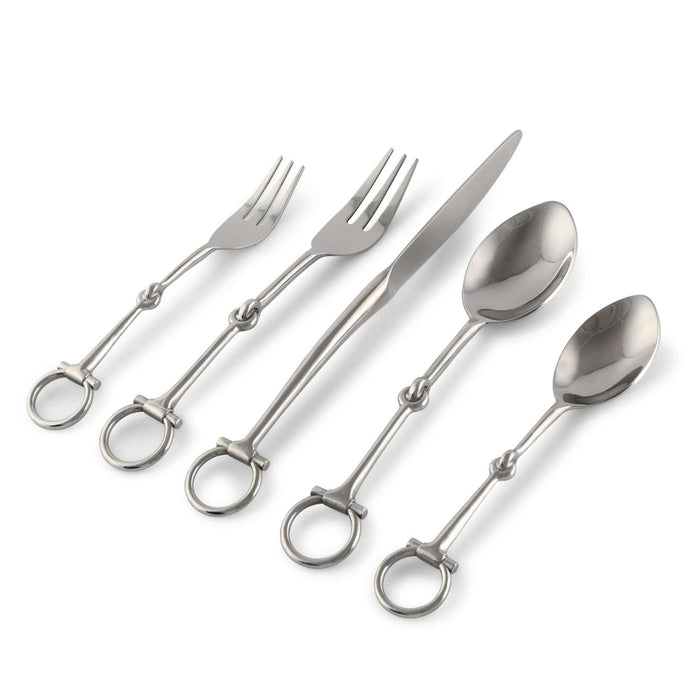 Equestrian Bit Flatware 5 Piece Setting - Matt Silver 