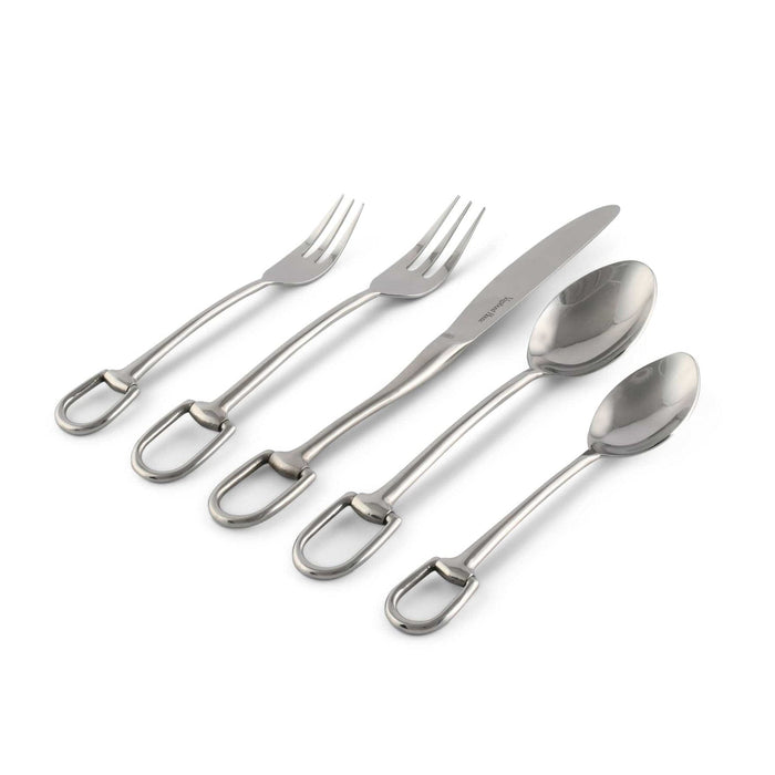 Equestrian Stirrup Flatware 5 piece Setting - Matt Silver