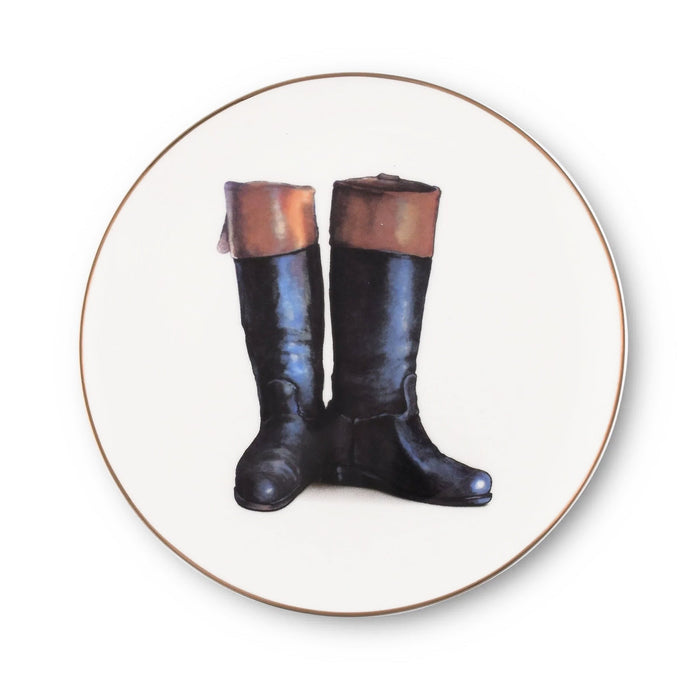 Wellington English Riding Boots Dessert Plate - 8.5"