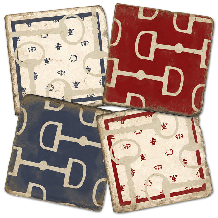 Snaffle Bits Equestrian Marble Coasters - Set of 4 Cork Back