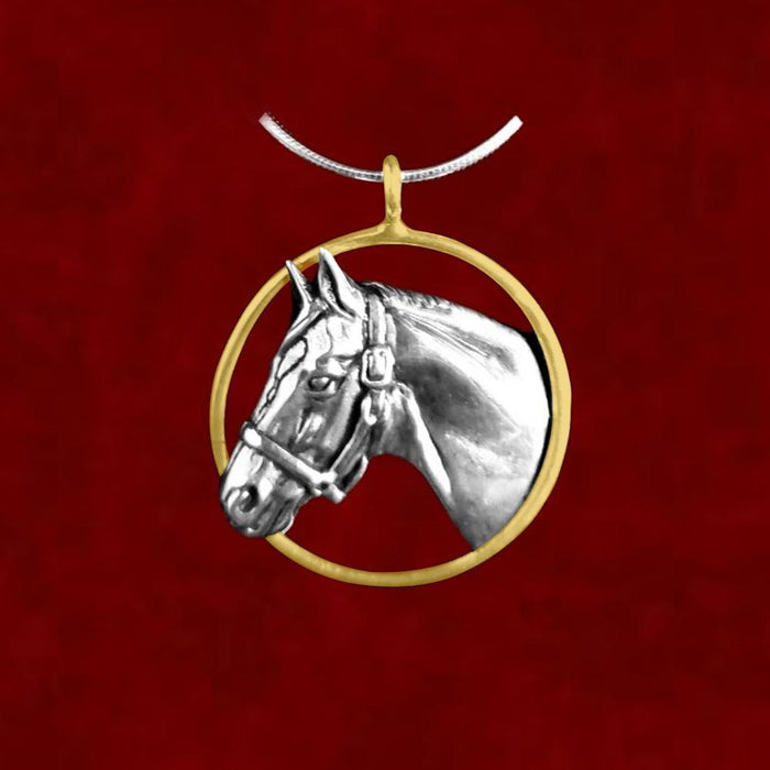 Secretariat Sterling Silver & 14K Gold Circle Necklace