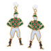 Standing Jockey Enamel Earrings - Green