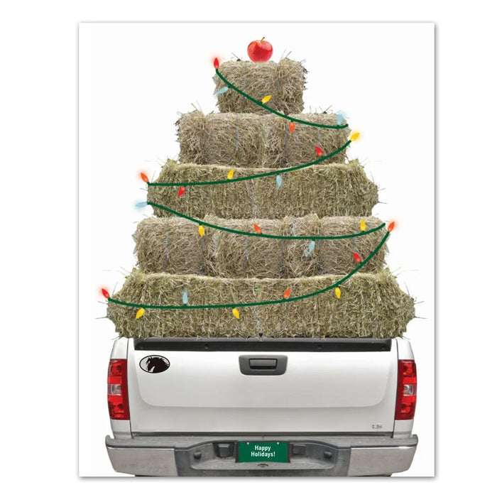 Hay Truck Covered in Lights Christmas Cards