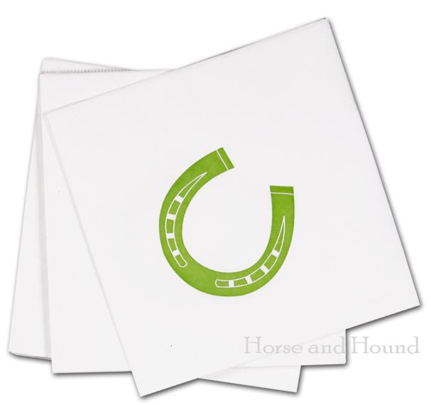 Green Horseshoe Paper Beverage Napkins - Pkg 50