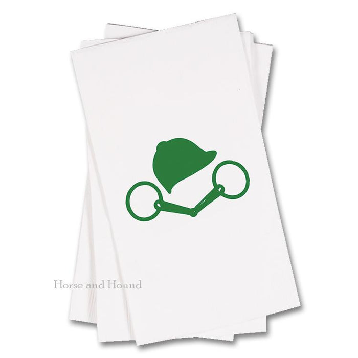 Green Bit and Helmet Equestrian Paper Guest Towels