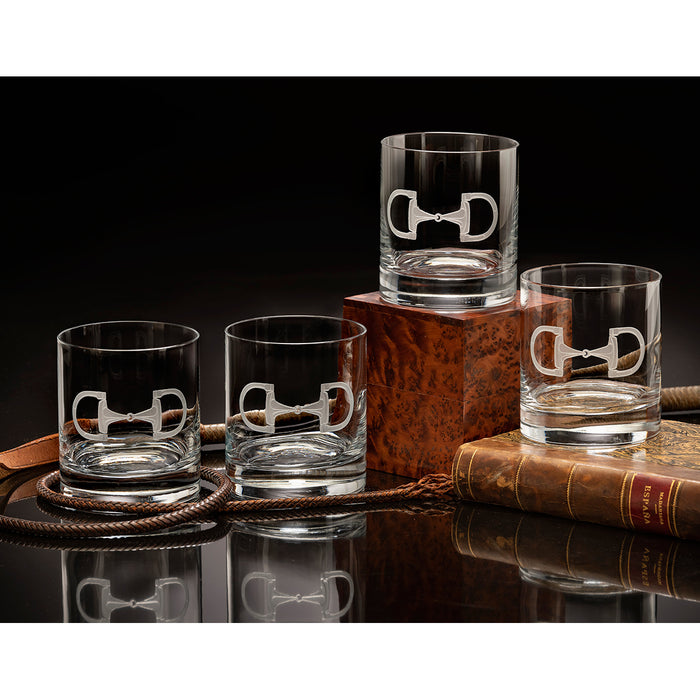 Cheval Etched Crystal Equestrian Rock Glasses (set of 4)