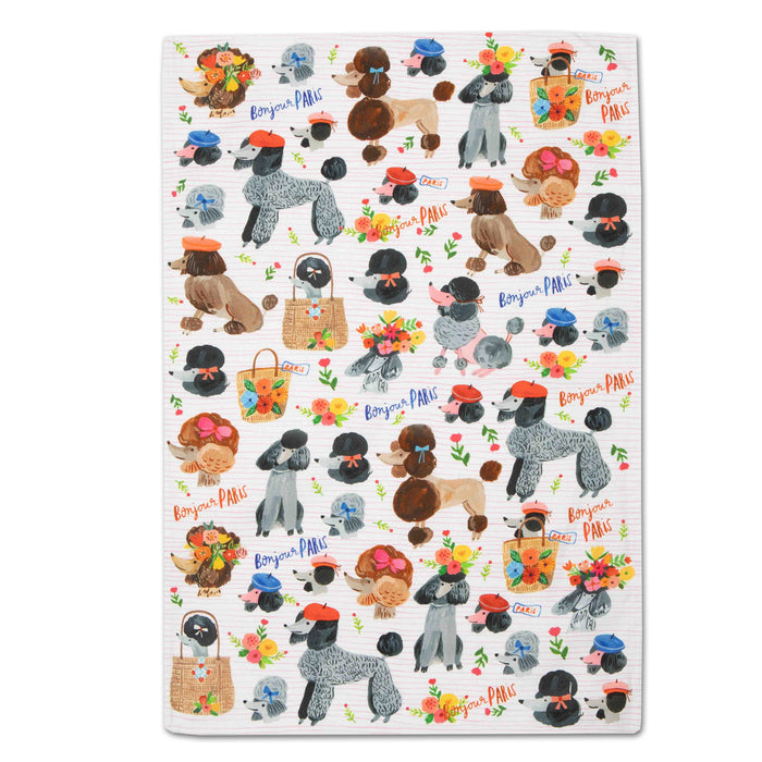 Ooh La La Parisian Poodles Cotton Kitchen Towel