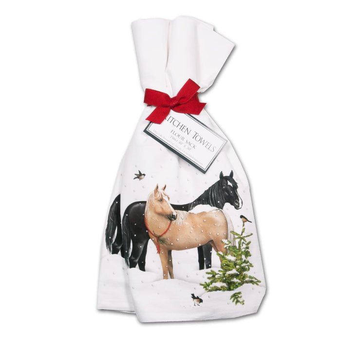 Snow Horses Kitchen Towels - Set of 2