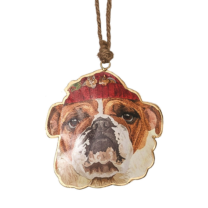 Bulldog Metal Christmas Ornament