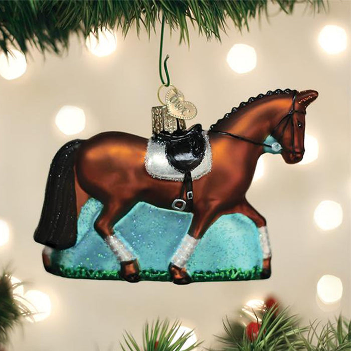 Dressage Horse Glass Christmas Ornament