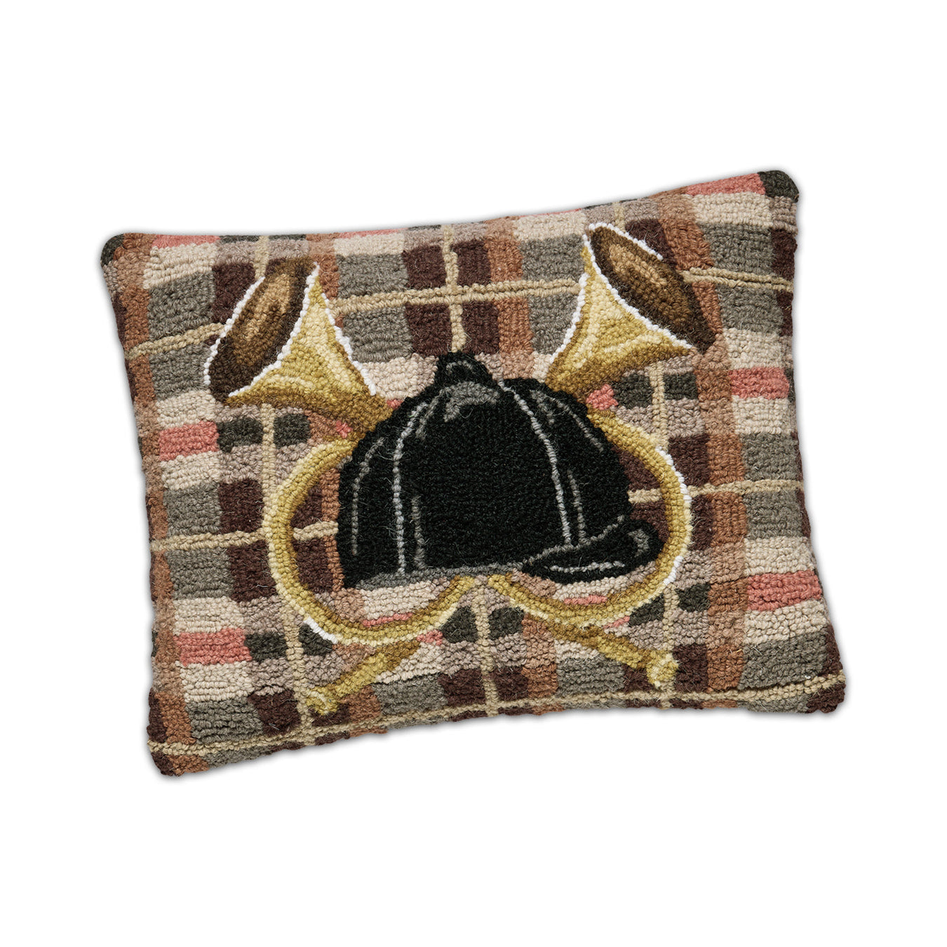 Equestrian Tartan Hooked Pillow 14 x 18